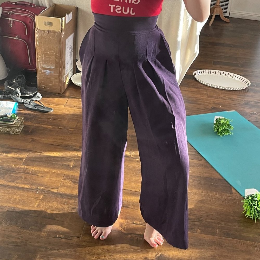 Pinup girl Laura Byrnes Elastic Waistband Loose Wide-Leg Pant